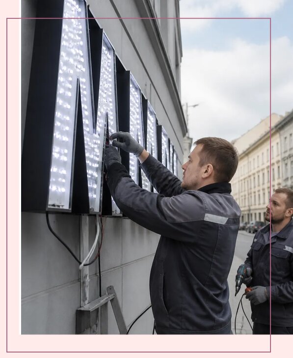 Изготовление и монтаж светодиодных LED вывесок в Кимовске