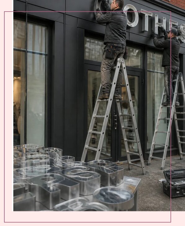 Изготовление и монтаж объемных букв для магазина в Кимовске